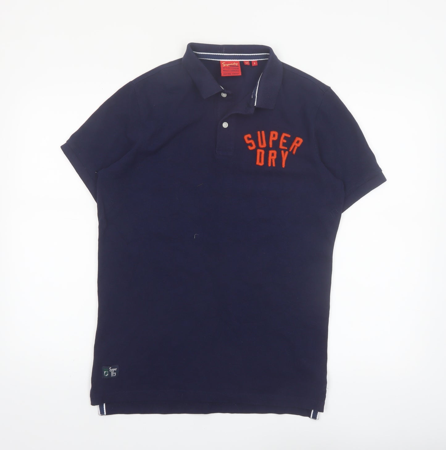 Superdry Men's Blue Slim Fit Short Sleeve Cotton Polo Shirt Size S
