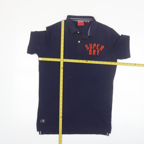 Superdry Men's Blue Slim Fit Short Sleeve Cotton Polo Shirt Size S