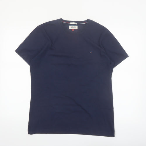 Hilfiger Denim Men's Navy Blue Crew Neck Cotton T-Shirt Size L
