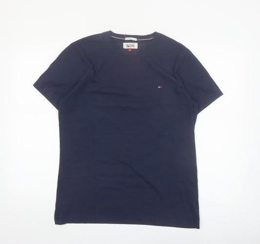 Hilfiger Denim Men's Navy Blue Crew Neck Cotton T-Shirt Size L