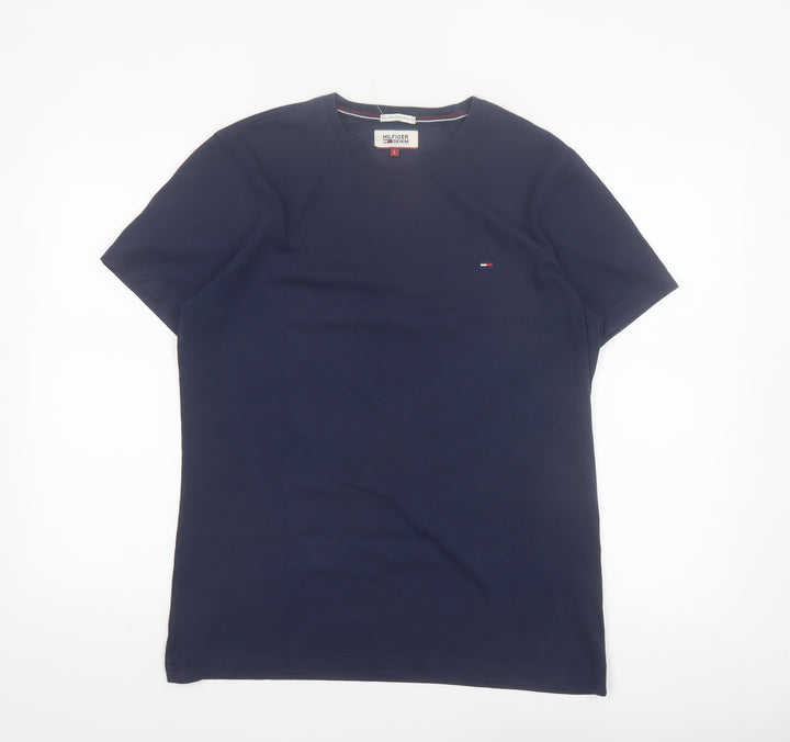 Hilfiger Denim Men's Navy Blue Crew Neck Cotton T-Shirt Size L