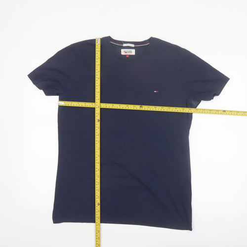 Hilfiger Denim Men's Navy Blue Crew Neck Cotton T-Shirt Size L