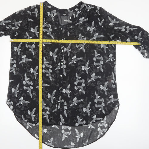 Wallis Women’s Black Bird Print Chiffon Tunic Blouse XL