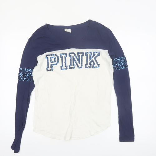 Victoria's Secret PINK Women's Multicoloured Sequin Long Sleeve T-Shirt Size S