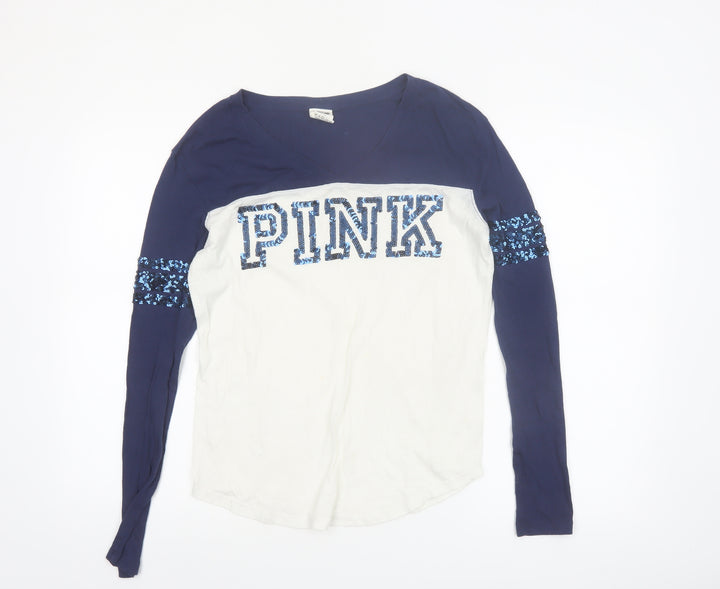 Victoria's Secret PINK Women's Multicoloured Sequin Long Sleeve T-Shirt Size S