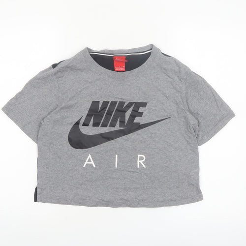 Nike Women’s Grey Cropped Air Logo T-Shirt Size S