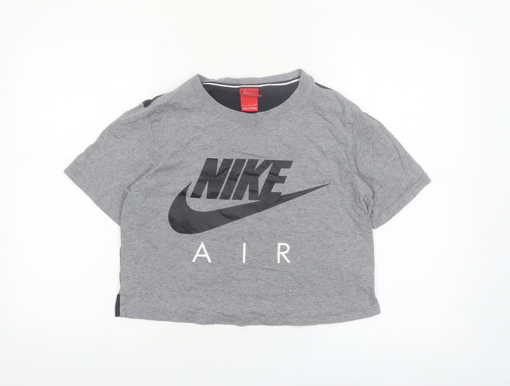 Nike Women’s Grey Cropped Air Logo T-Shirt Size S