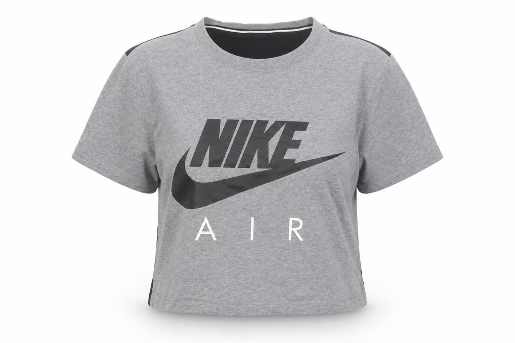 Nike Women’s Grey Cropped Air Logo T-Shirt Size S