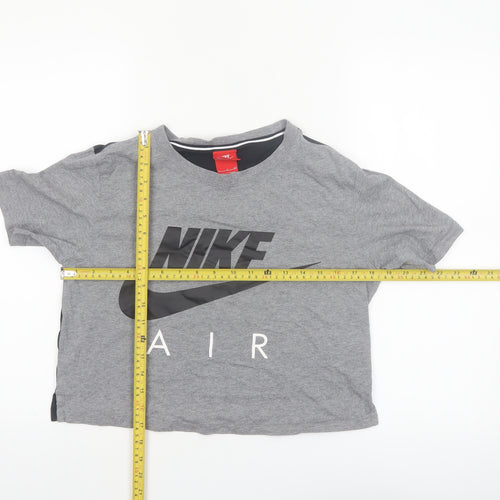 Nike Women’s Grey Cropped Air Logo T-Shirt Size S