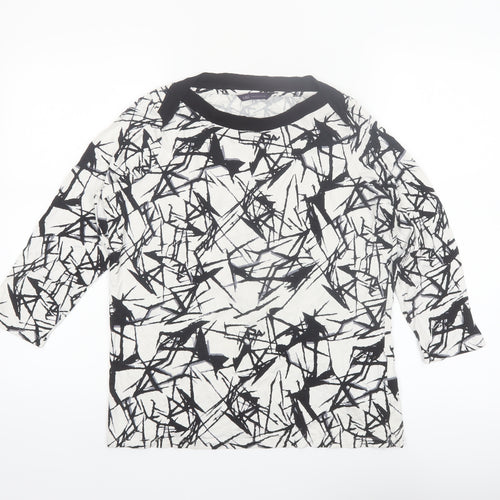 Marks and Spencer Womens Black White Geometric Jersey T-Shirt Size 14