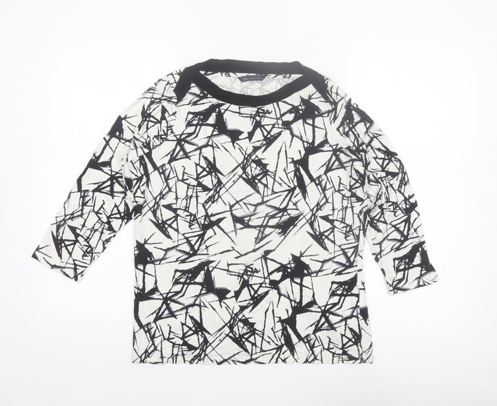 Marks and Spencer Womens Black White Geometric Jersey T-Shirt Size 14