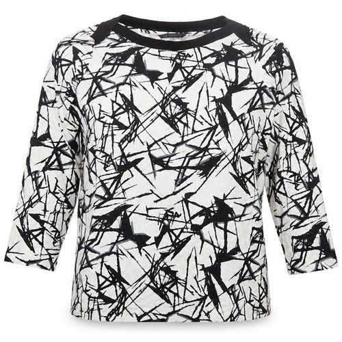 Marks and Spencer Womens Black White Geometric Jersey T-Shirt Size 14