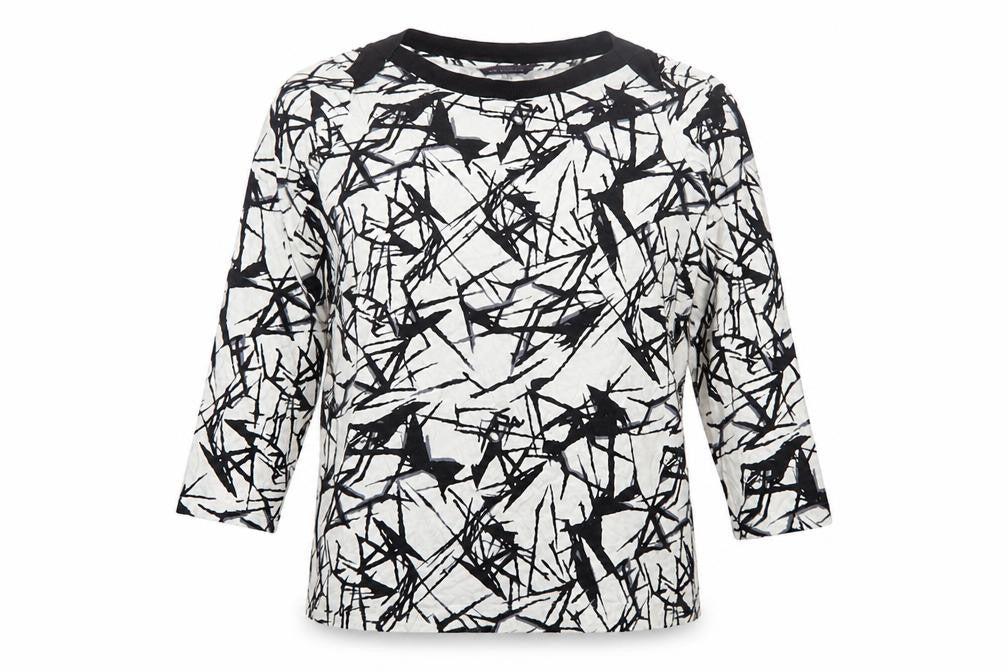 Marks and Spencer Womens Black White Geometric Jersey T-Shirt Size 14