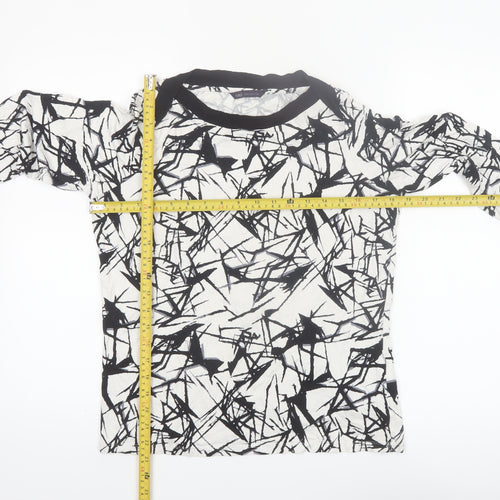 Marks and Spencer Womens Black White Geometric Jersey T-Shirt Size 14