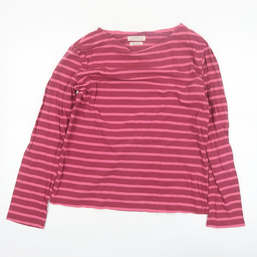 Seasalt Women’s Pink Striped Organic Cotton Long Sleeve Top Size 14
