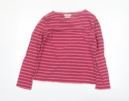 Seasalt Women’s Pink Striped Organic Cotton Long Sleeve Top Size 14