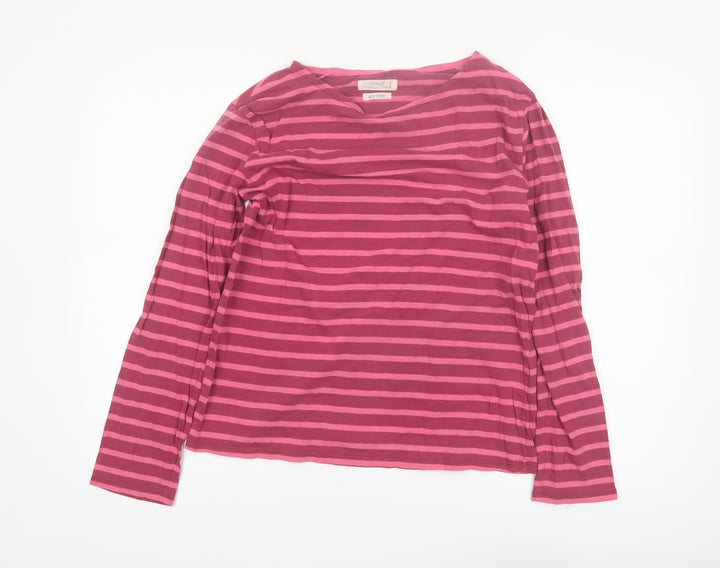 Seasalt Women’s Pink Striped Organic Cotton Long Sleeve Top Size 14