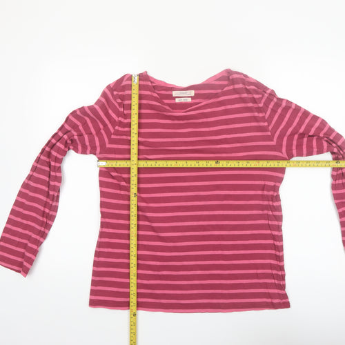 Seasalt Women’s Pink Striped Organic Cotton Long Sleeve Top Size 14
