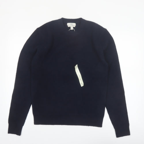 Marks and Spencer Men's Blue Wool Blend Crew Neck Jumper Size S