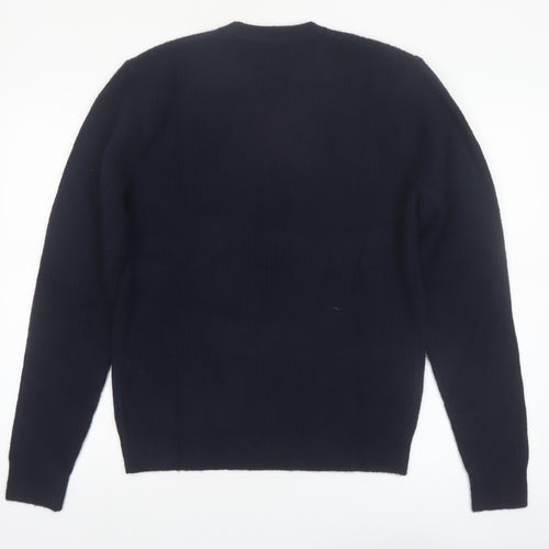 Marks and Spencer Men's Blue Wool Blend Crew Neck Jumper Size S