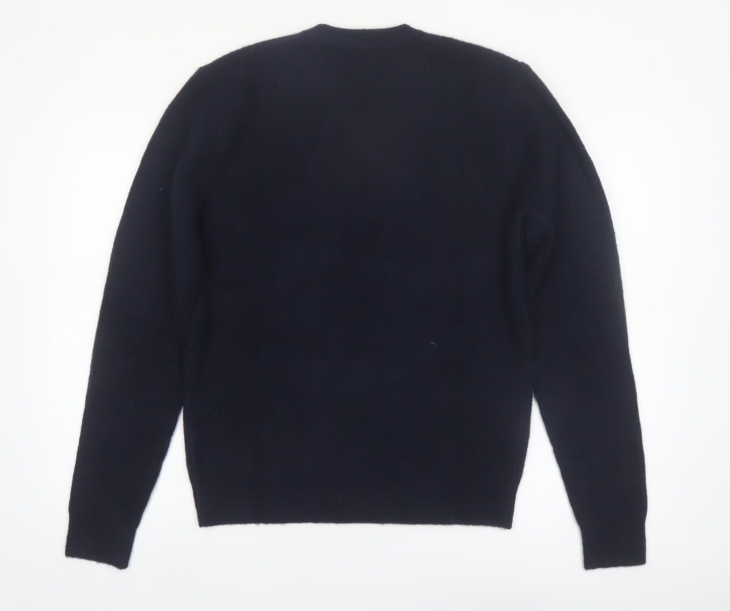 Marks and Spencer Men's Blue Wool Blend Crew Neck Jumper Size S