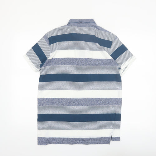 Pierre Cardin Men's Blue Striped Cotton Polo Shirt Size S
