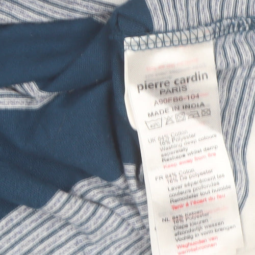 Pierre Cardin Men's Blue Striped Cotton Polo Shirt Size S