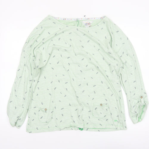 Mantaray Womens Green Striped Cotton Long Sleeve T-Shirt Size 18