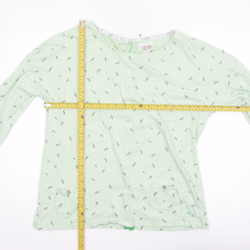Mantaray Womens Green Striped Cotton Long Sleeve T-Shirt Size 18