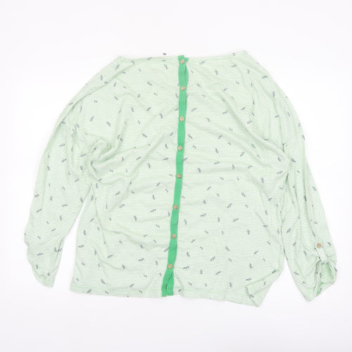 Mantaray Womens Green Striped Cotton Long Sleeve T-Shirt Size 18