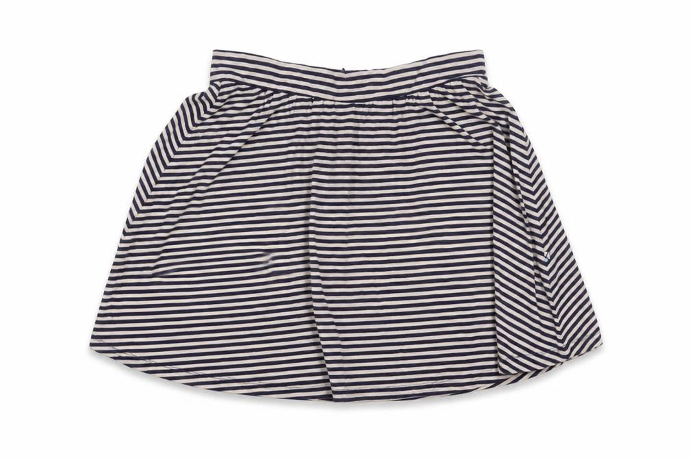Kling Women’s Navy Striped A-Line Skirt Size 8 Stretch Jersey