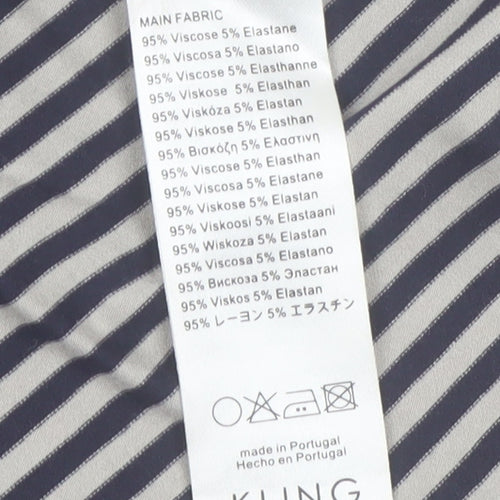 Kling Women’s Navy Striped A-Line Skirt Size 8 Stretch Jersey