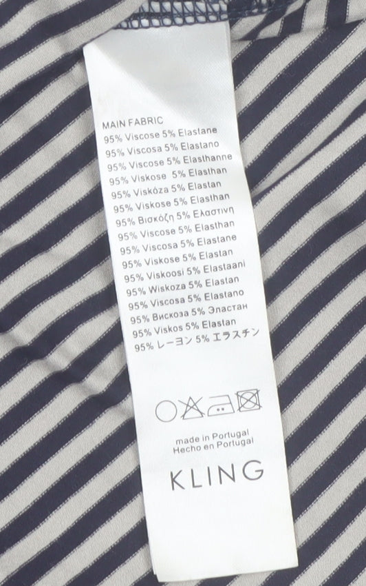Kling Women’s Navy Striped A-Line Skirt Size 8 Stretch Jersey