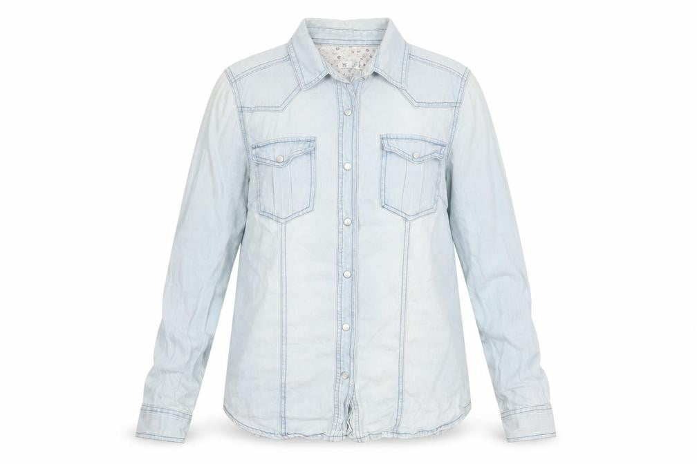 Denim Co Womens Blue Denim Button-Up Shirt Size 12 Classic Western Style