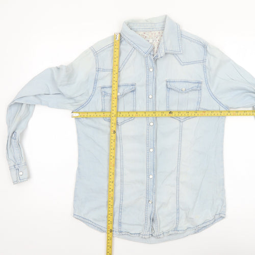 Denim Co Womens Blue Denim Button-Up Shirt Size 12 Classic Western Style