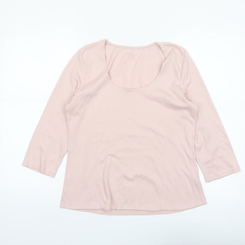 Spirit of the Andes Women Pink 3/4 Sleeve Pima Cotton Scoop Neck Top M