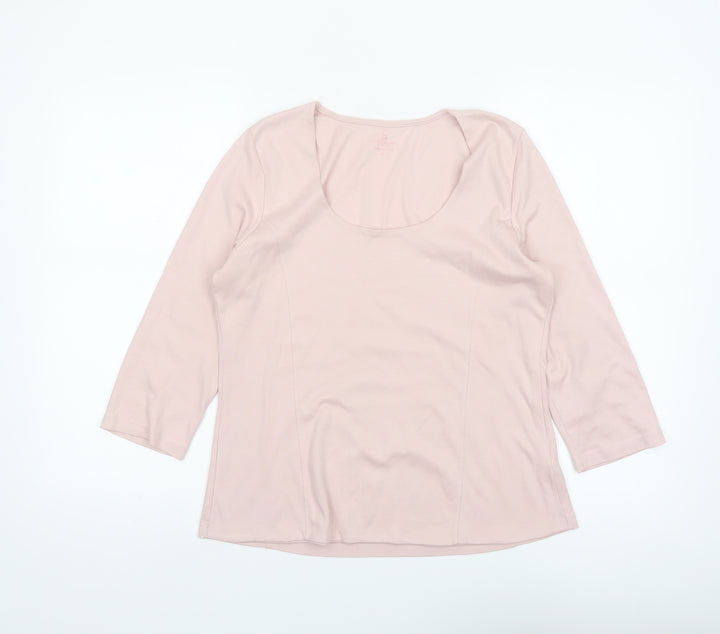 Spirit of the Andes Women Pink 3/4 Sleeve Pima Cotton Scoop Neck Top M
