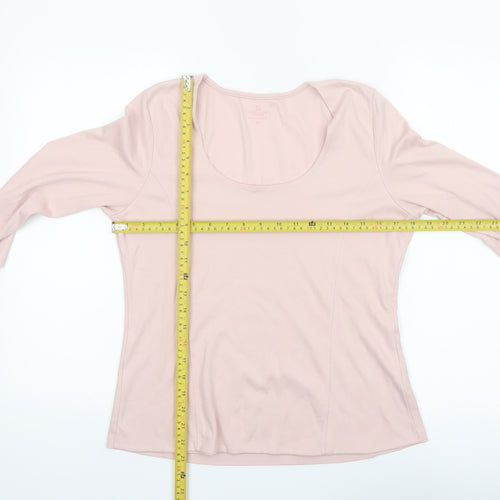 Spirit of the Andes Women Pink 3/4 Sleeve Pima Cotton Scoop Neck Top M