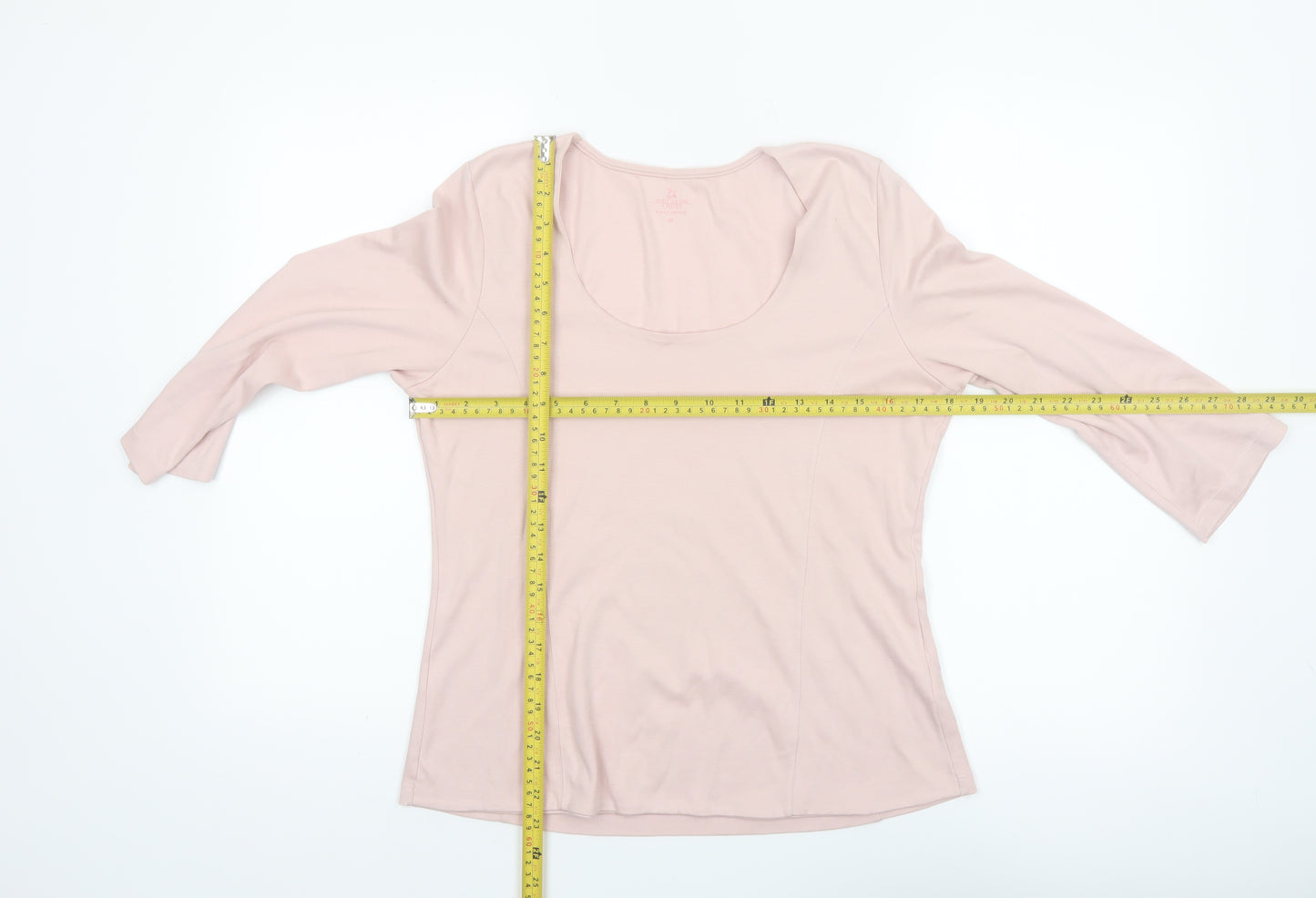 Spirit of the Andes Women Pink 3/4 Sleeve Pima Cotton Scoop Neck Top M