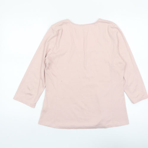 Spirit of the Andes Women Pink 3/4 Sleeve Pima Cotton Scoop Neck Top M