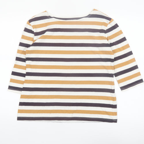 Seasalt Women’s Multicoloured Striped Organic Cotton 3/4 Sleeve T-Shirt Size 14