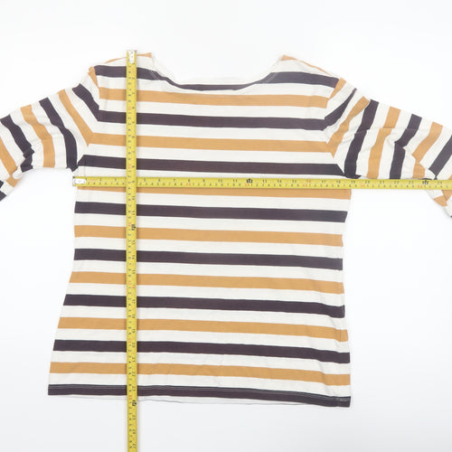 Seasalt Women’s Multicoloured Striped Organic Cotton 3/4 Sleeve T-Shirt Size 14