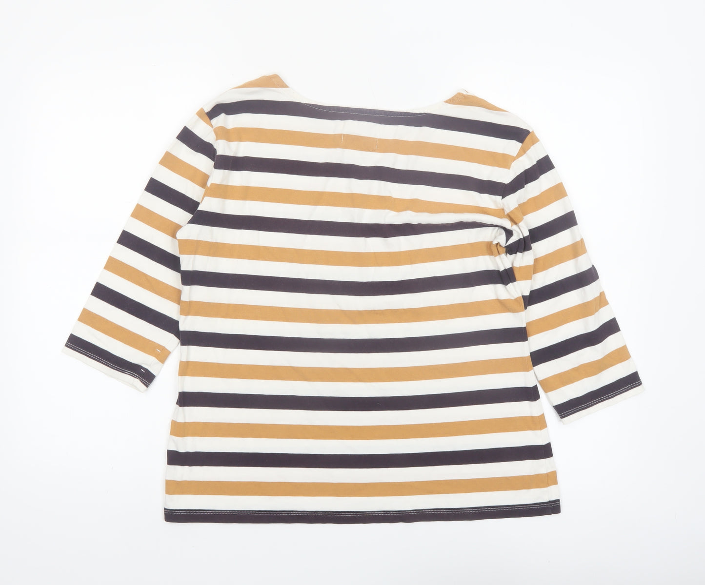 Seasalt Women’s Multicoloured Striped Organic Cotton 3/4 Sleeve T-Shirt Size 14