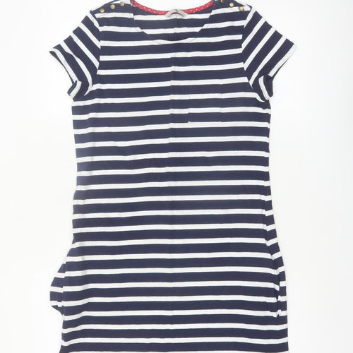 Tu Women Blue Striped Cotton T-Shirt Dress Size 8