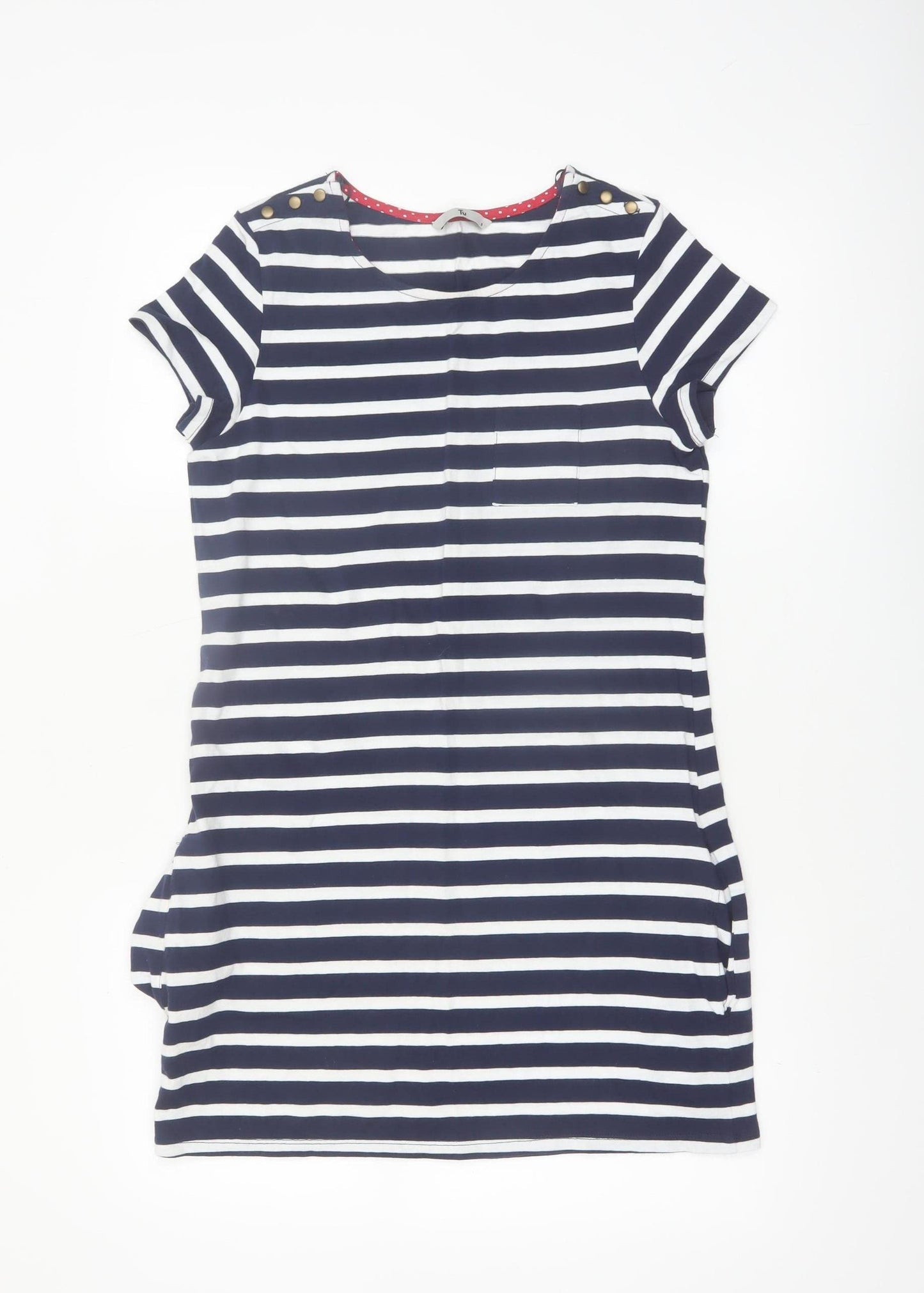 Tu Women Blue Striped Cotton T-Shirt Dress Size 8