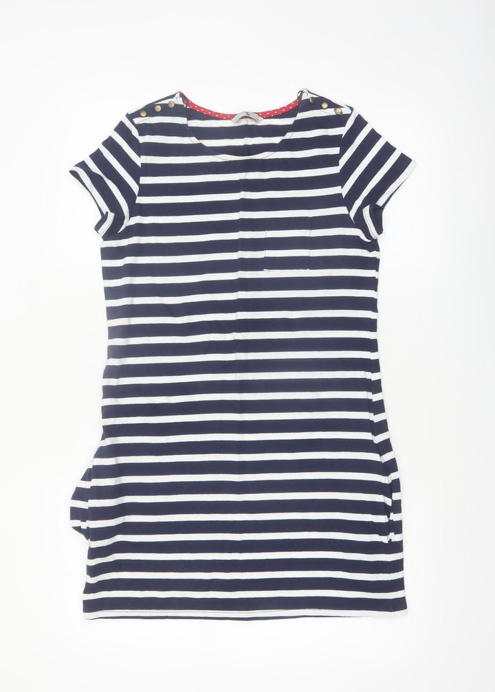 Tu Women Blue Striped Cotton T-Shirt Dress Size 8