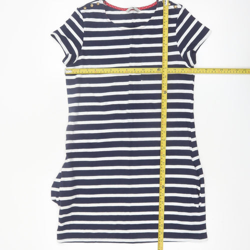 Tu Women Blue Striped Cotton T-Shirt Dress Size 8