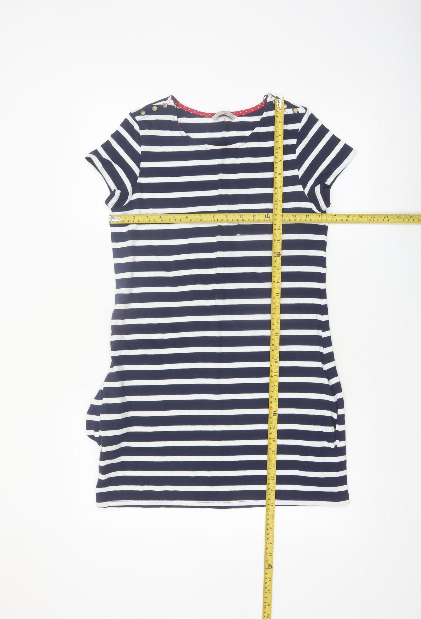 Tu Women Blue Striped Cotton T-Shirt Dress Size 8