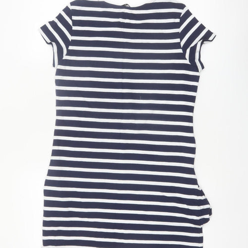 Tu Women Blue Striped Cotton T-Shirt Dress Size 8