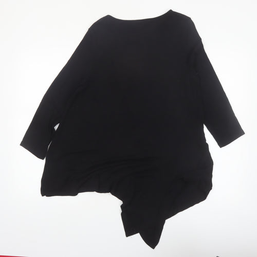 Phase Eight Women's Black Viscose Tunic Top UK 12 3/4 Sleeve